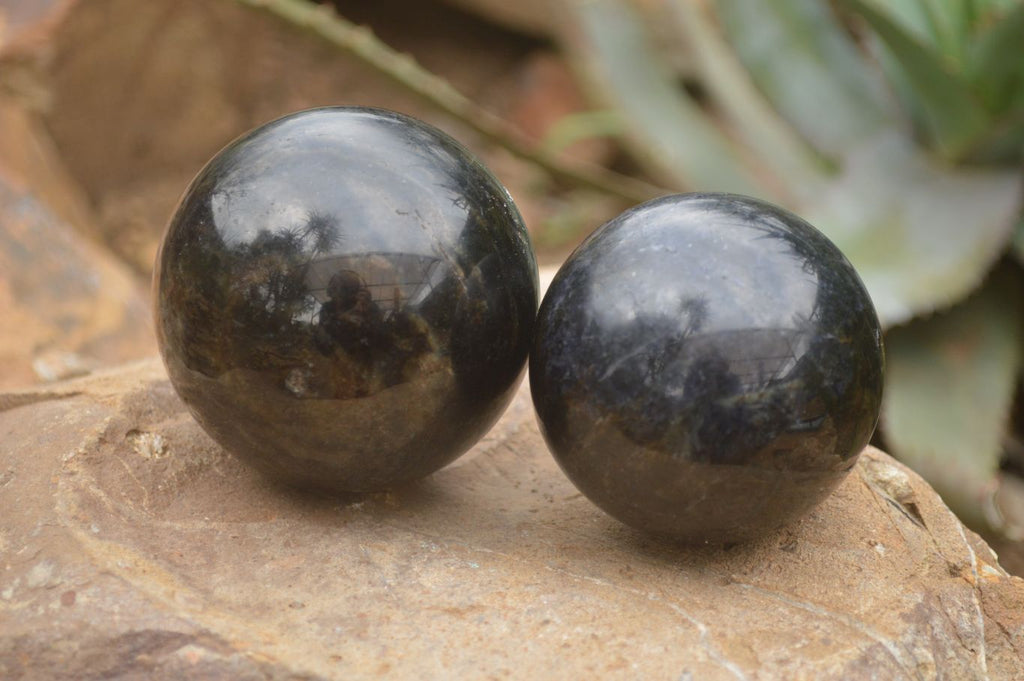 Polished Rare Iolite Spheres x 3 From Ambatofinandrahana, Madagascar - Toprock Gemstones and Minerals 