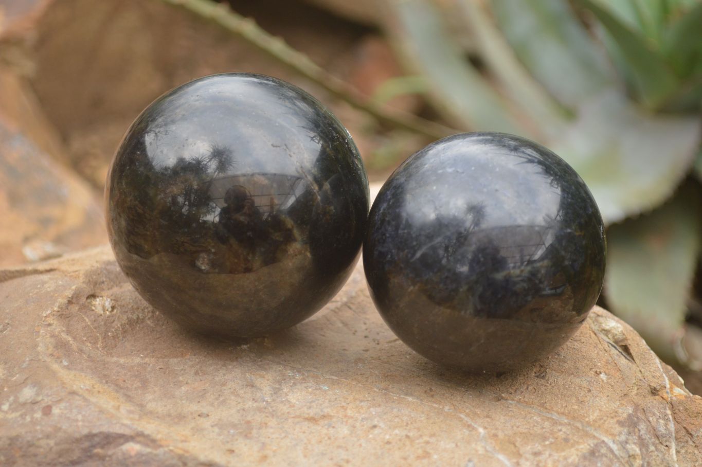 Polished Rare Iolite Spheres x 3 From Ambatofinandrahana, Madagascar - Toprock Gemstones and Minerals 