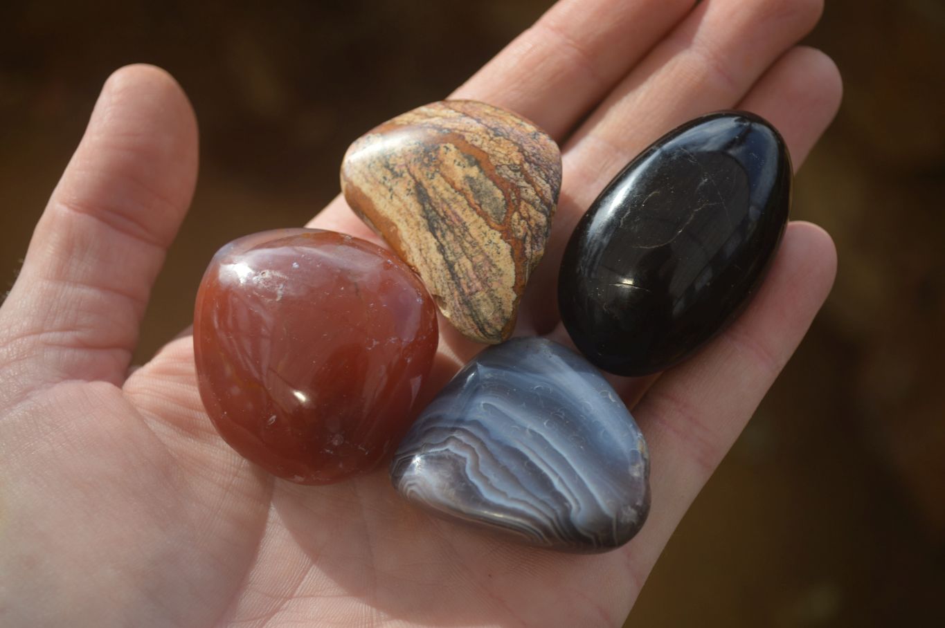 Polished Mixed Selection Of Galet / Palm Stones x 21 From South Africa - Toprock Gemstones and Minerals 