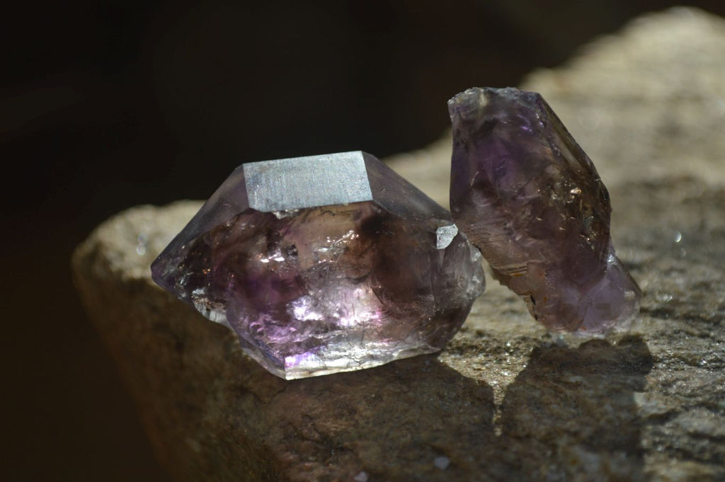 Natural Smokey Window Amethyst Crystals  x 12 From Chiredzi, Zimbabwe - Toprock Gemstones and Minerals 