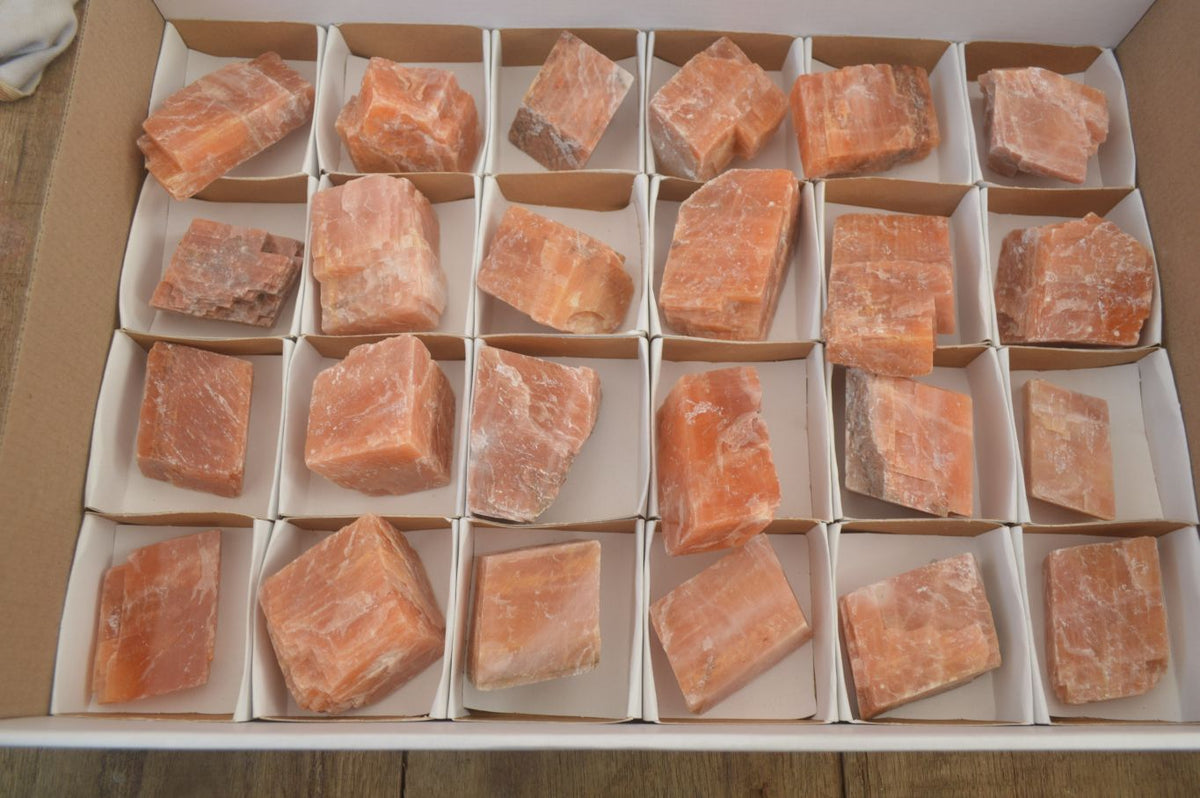 Natural New Sunset Orange Calcite Specimens  x 24 From Spitzkop, Namibia - Toprock Gemstones and Minerals 