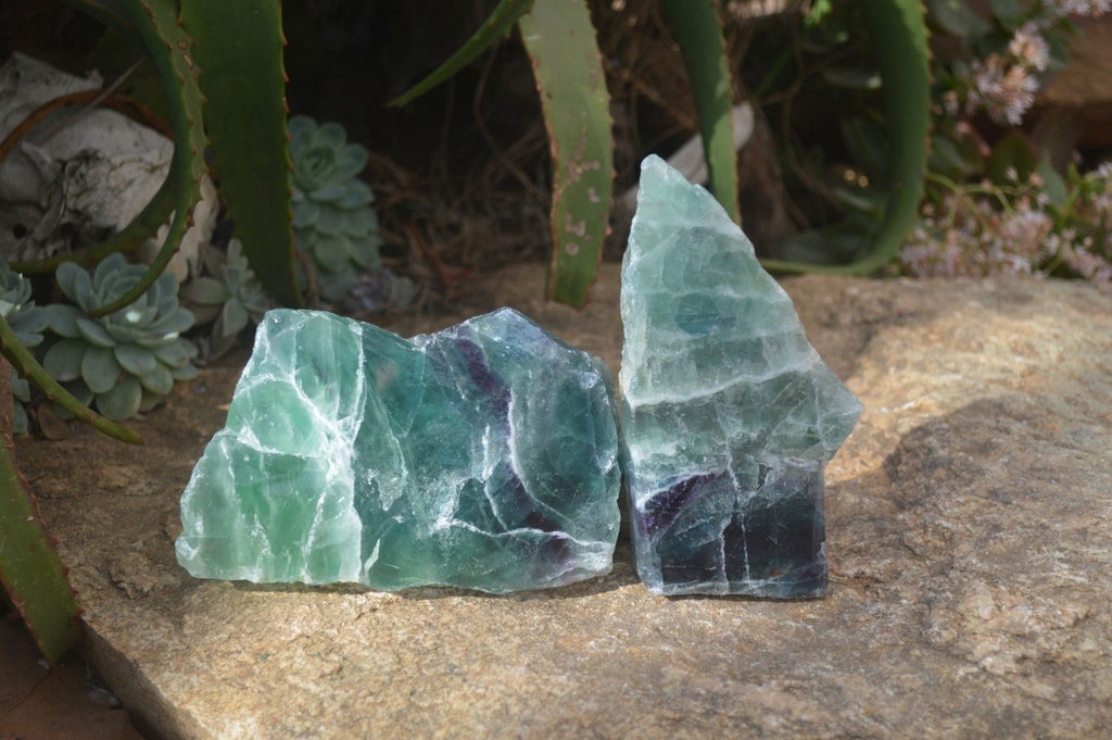 Polished Watermelon Fluorite Slices  x 2 From Uis, Namibia - Toprock Gemstones and Minerals 