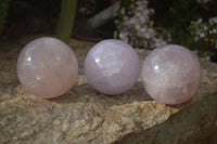 Polished Rare Star Blue Rose Quartz Spheres x 3 From Ambatondrazaka, Madagascar - Toprock Gemstones and Minerals 