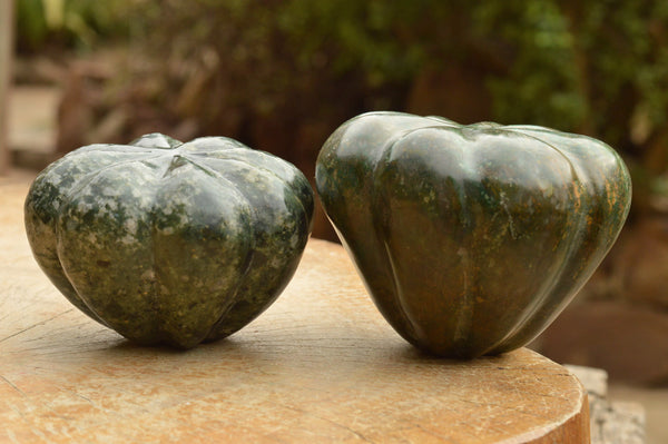 Polished Green Verdite Pumpkin Carvings  x 2 From Zimbabwe - TopRock