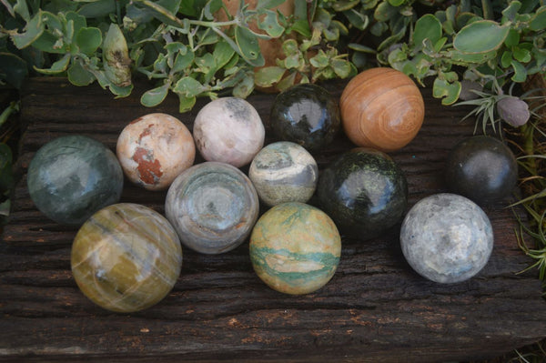 Polished Mixed Selection Of Spheres  x 12 From Southern Africa - Toprock Gemstones and Minerals 