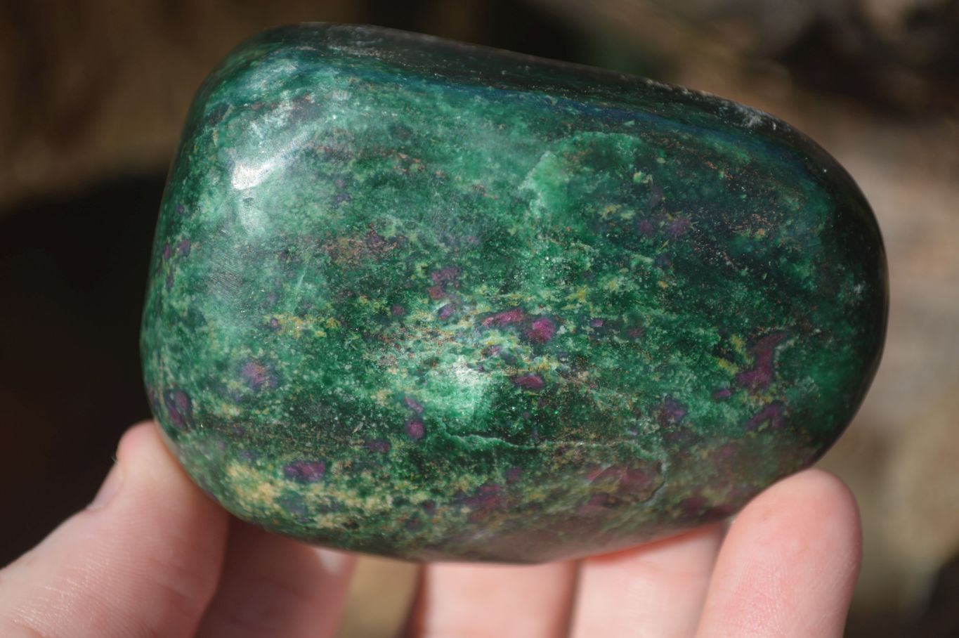 Polished Fluorescent Ruby Corundum In Chrome Verdite Free Forms x 7 From Southern Africa - Toprock Gemstones and Minerals 