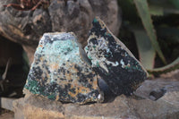 Natural Drusy Coated Chrysocolla & Malachite Dolomite Specimens x 3 From Likasi, Congo - Toprock Gemstones and Minerals 