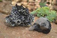 Natural Schorl Black Tourmaline Specimens x 2 From Erongo Mountains, Namibia - TopRock