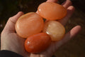 Polished Orange Twist Calcite Galets / Palm Stones x 12 From Maevantanana, Madagascar - Toprock Gemstones and Minerals 
