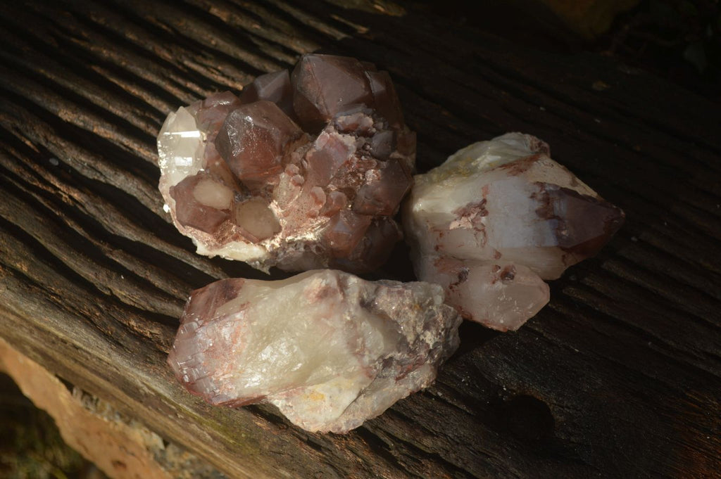 Natural Red Hematoid Quartz Specimens x 3 From Karoi, Zimbabwe - Toprock Gemstones and Minerals 
