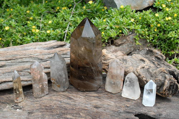 Polished Mixed Smokey Quartz Crystal Points  x 7 From Madagascar - TopRock