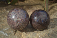 Polished Red Pyrope Garnet Matrix Spheres  x 2 From Madagascar - Toprock Gemstones and Minerals 