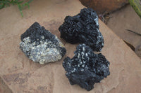 Natural Schorl Black Tourmaline Specimens  x 3 From Erongo, Namibia - Toprock Gemstones and Minerals 