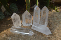 Polished Clear Quartz Crystal Points  x 6 From Madagascar - Toprock Gemstones and Minerals 