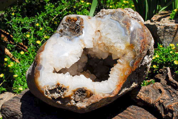 Polished Extra Large Crystal Cantered Agate Geode x 1 From Madagascar - Toprock Gemstones and Minerals 