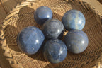 Polished Blue Lazulite Spheres  x 6 From Madagascar - Toprock Gemstones and Minerals 