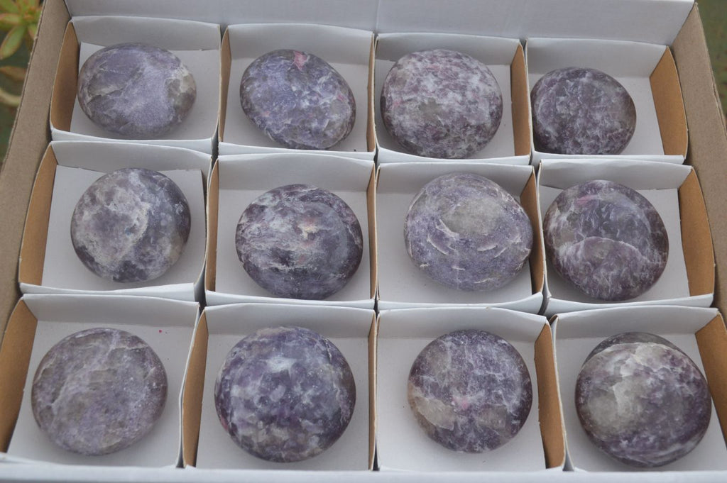 Polished Purple Lepidolite With Pink Tourmaline Points  x 12 From Madagascar - TopRock