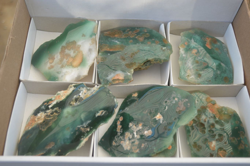 Polished One Side Polished Emerald Mtorolite Plates  x 6 From Zimbabwe - Toprock Gemstones and Minerals 