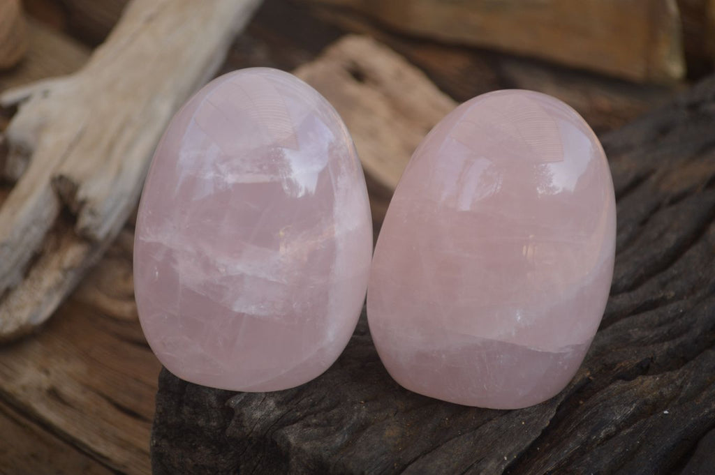Polished Pink Rose Quartz Standing Free Forms x 3 From Antsirabe, Madagascar - Toprock Gemstones and Minerals 