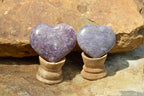 Polished Purple Lepidolite Mica Hearts  x 6 From Madagascar - TopRock