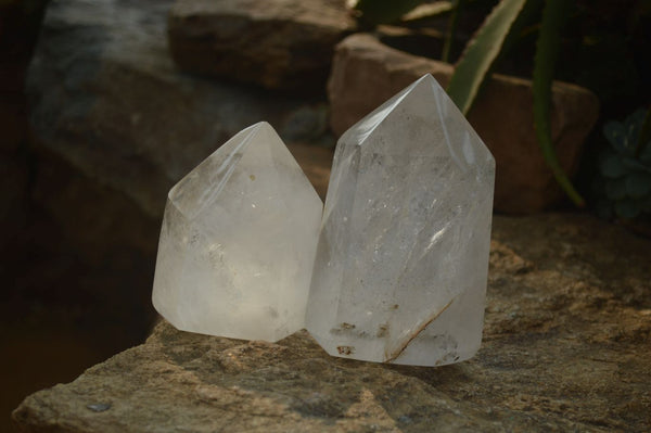 Polished Clear Quartz Crystal Points x 2 From Madagascar - Toprock Gemstones and Minerals 