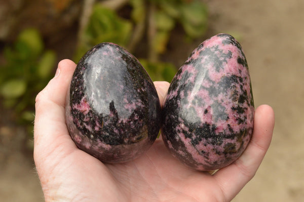 Polished Stunning Rhodonite Eggs & Heart  x 3 From Ambindavato, Madagascar - TopRock