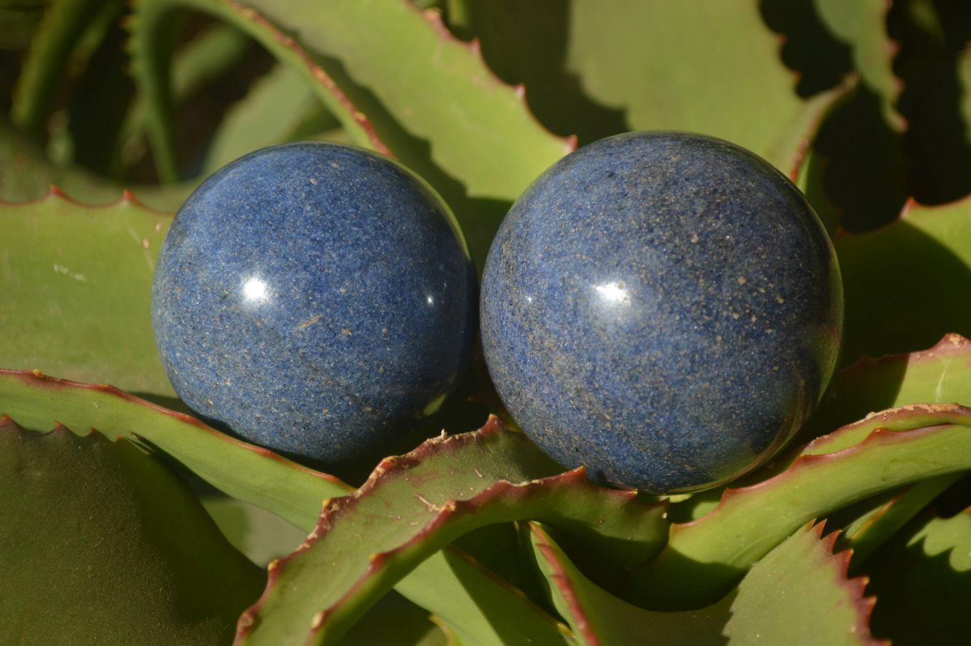 Polished Blue Lazulite Spheres  x 6 From Madagascar - Toprock Gemstones and Minerals 