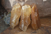 Natural Honey Aragonite Etched & Cobbed Pieces  x 12 From Namibia - Toprock Gemstones and Minerals 