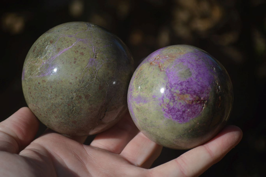 Polished Stichtite & Serpentine Spheres x 2 From Barberton, South Africa - Toprock Gemstones and Minerals 
