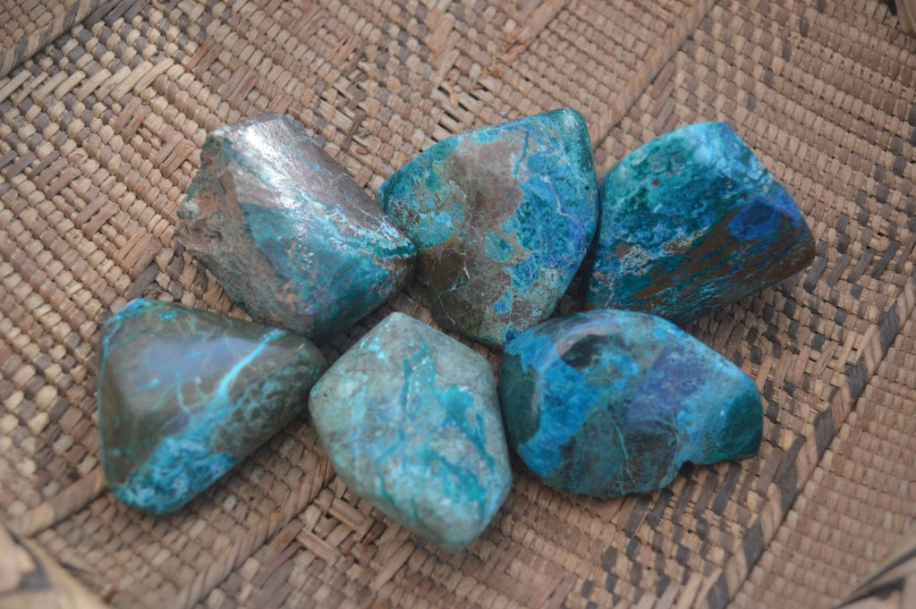 Polished Blue Shattuckite Free Forms  x 6 From Kaokoveld, Namibia - Toprock Gemstones and Minerals 
