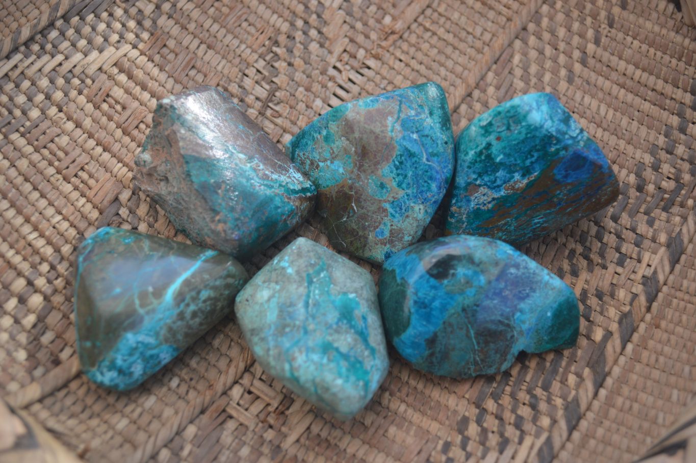 Polished Blue Shattuckite Free Forms  x 6 From Kaokoveld, Namibia - Toprock Gemstones and Minerals 