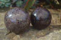 Polished Red Pyrope Garnet Matrix Spheres  x 2 From Madagascar - Toprock Gemstones and Minerals 