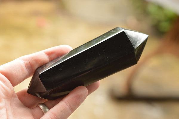 Polished Double Terminated Black Basalt Points  x 4 From Madagascar - TopRock