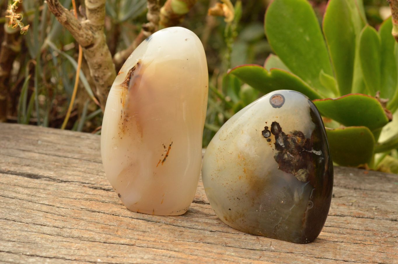 Polished Dendritic Agate Standing Free Forms  x 4 From Moralambo, Madagascar - TopRock