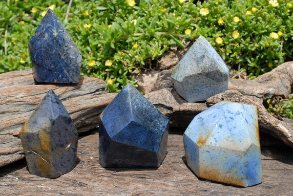 Polished Dumortierite Standing Crystal Points x 5 From Mozambique - TopRock