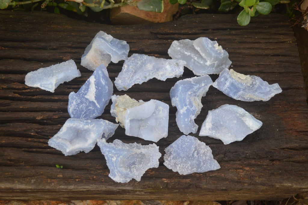 Natural Etched Blue Chalcedony Specimens  x 12 From Nsanje, Malawi - Toprock Gemstones and Minerals 