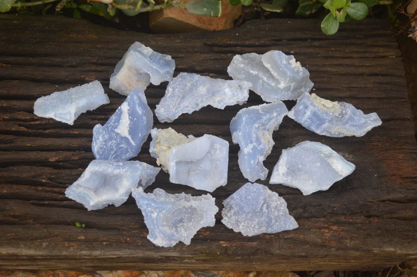 Natural Etched Blue Chalcedony Specimens  x 12 From Nsanje, Malawi - Toprock Gemstones and Minerals 