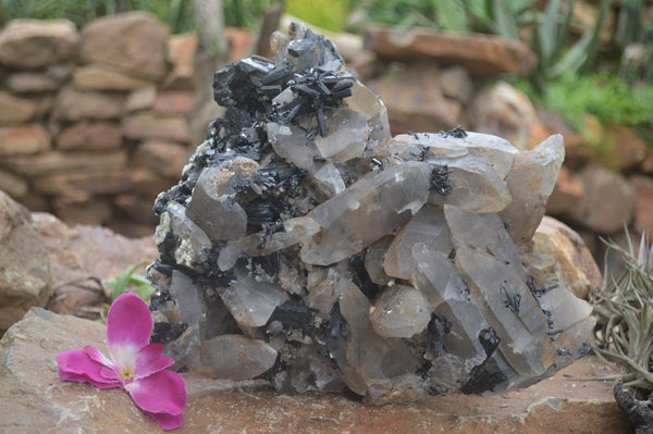 Natural Smokey Quartz Cluster With Schorl & Hyalite Opal x 1 From Erongo Mountains, Namibia - TopRock
