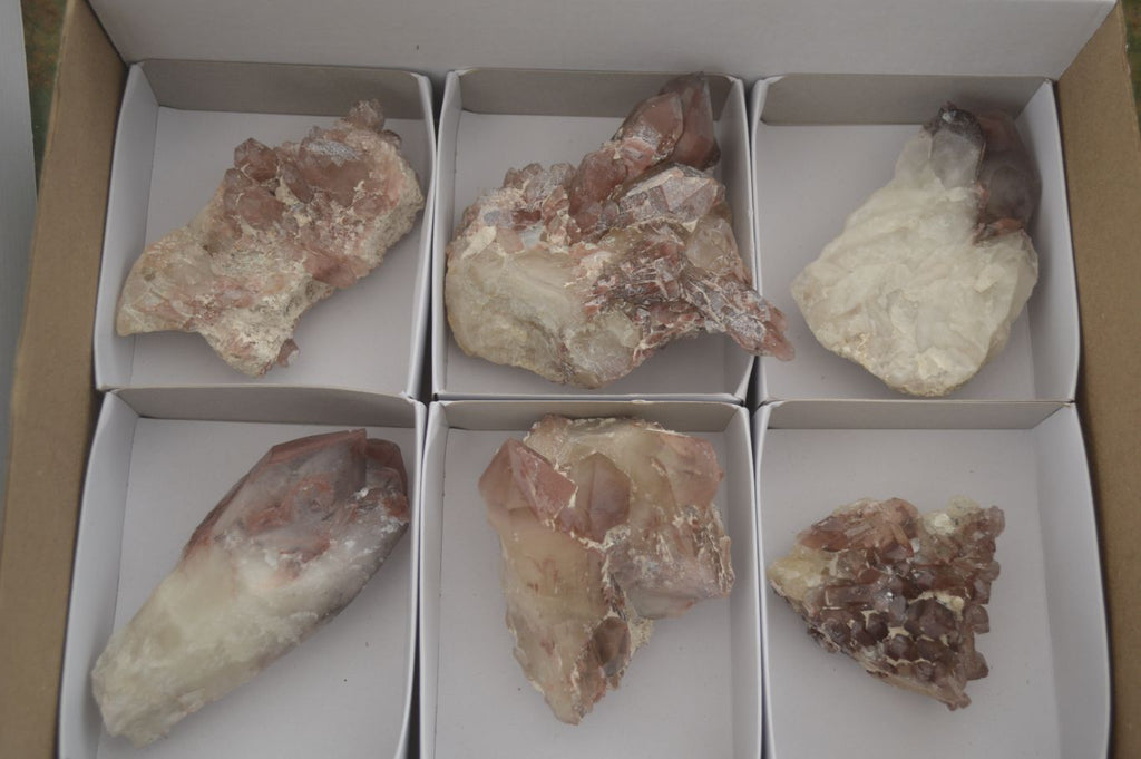 Natural Red Hematoid Phantom Quartz Crystals & Clusters  x 6 From Karoi, Zimbabwe - Toprock Gemstones and Minerals 