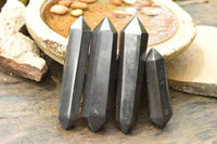 Polished Double Terminated Black Basalt Points  x 4 From Madagascar - TopRock