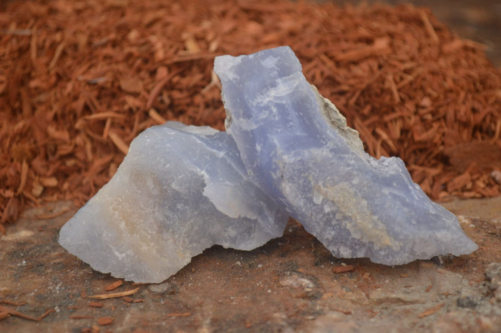 Natural Etched Blue Chalcedony Specimens  x 12 From Nsanje, Malawi - Toprock Gemstones and Minerals 