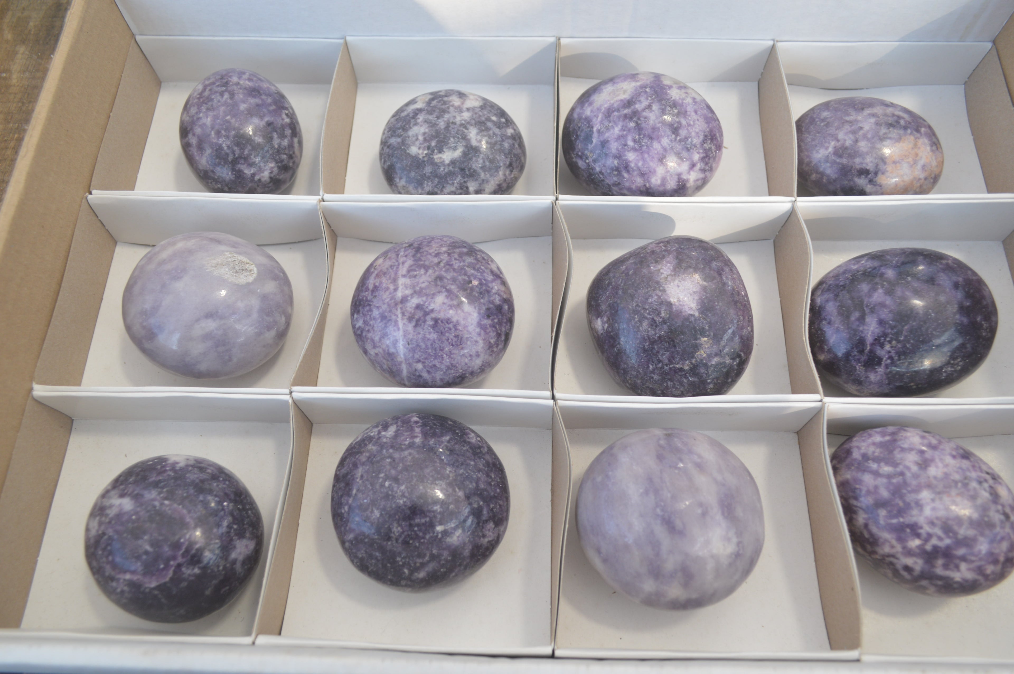 Polished Purple Lepidolite Palm Stones  x 12 From Zimbabwe - Toprock Gemstones and Minerals 