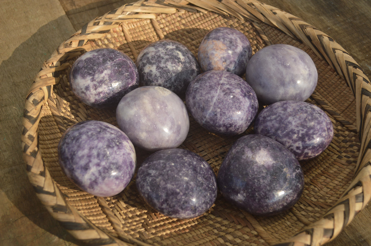 Polished Purple Lepidolite Palm Stones  x 12 From Zimbabwe - Toprock Gemstones and Minerals 