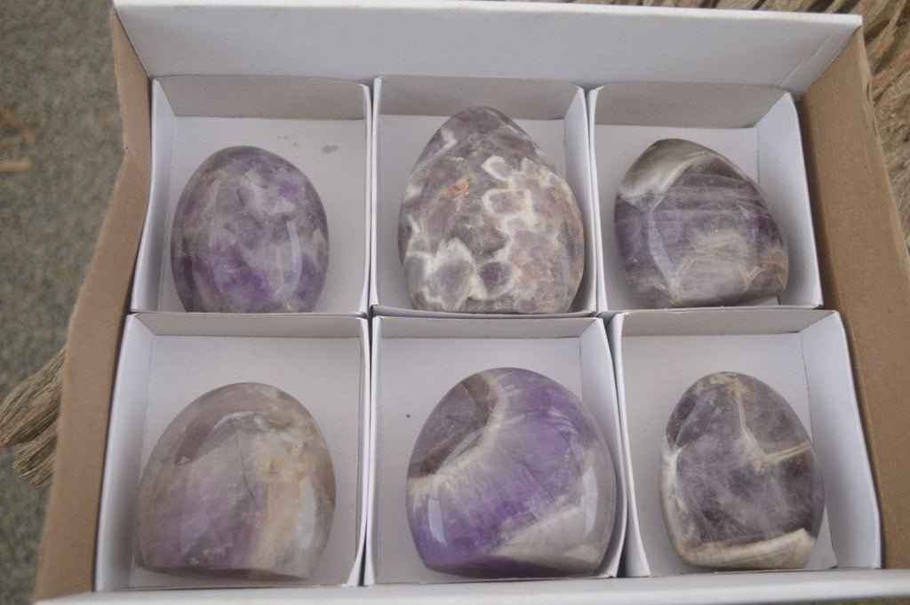 Polished Smokey Dream Amethyst Standing Free Forms  x 6 From Madagascar - Toprock Gemstones and Minerals 