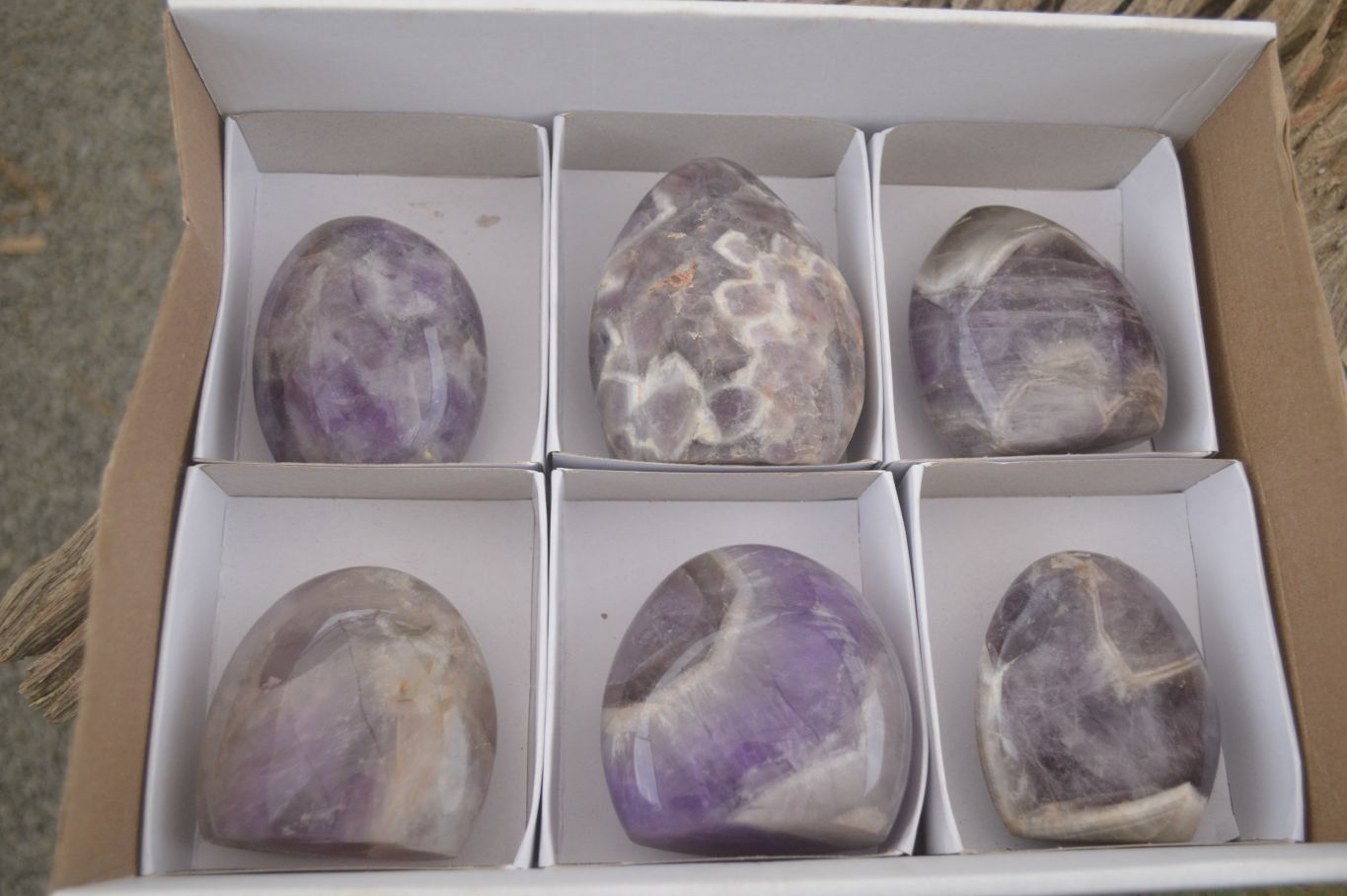 Polished Smokey Dream Amethyst Standing Free Forms  x 6 From Madagascar - Toprock Gemstones and Minerals 