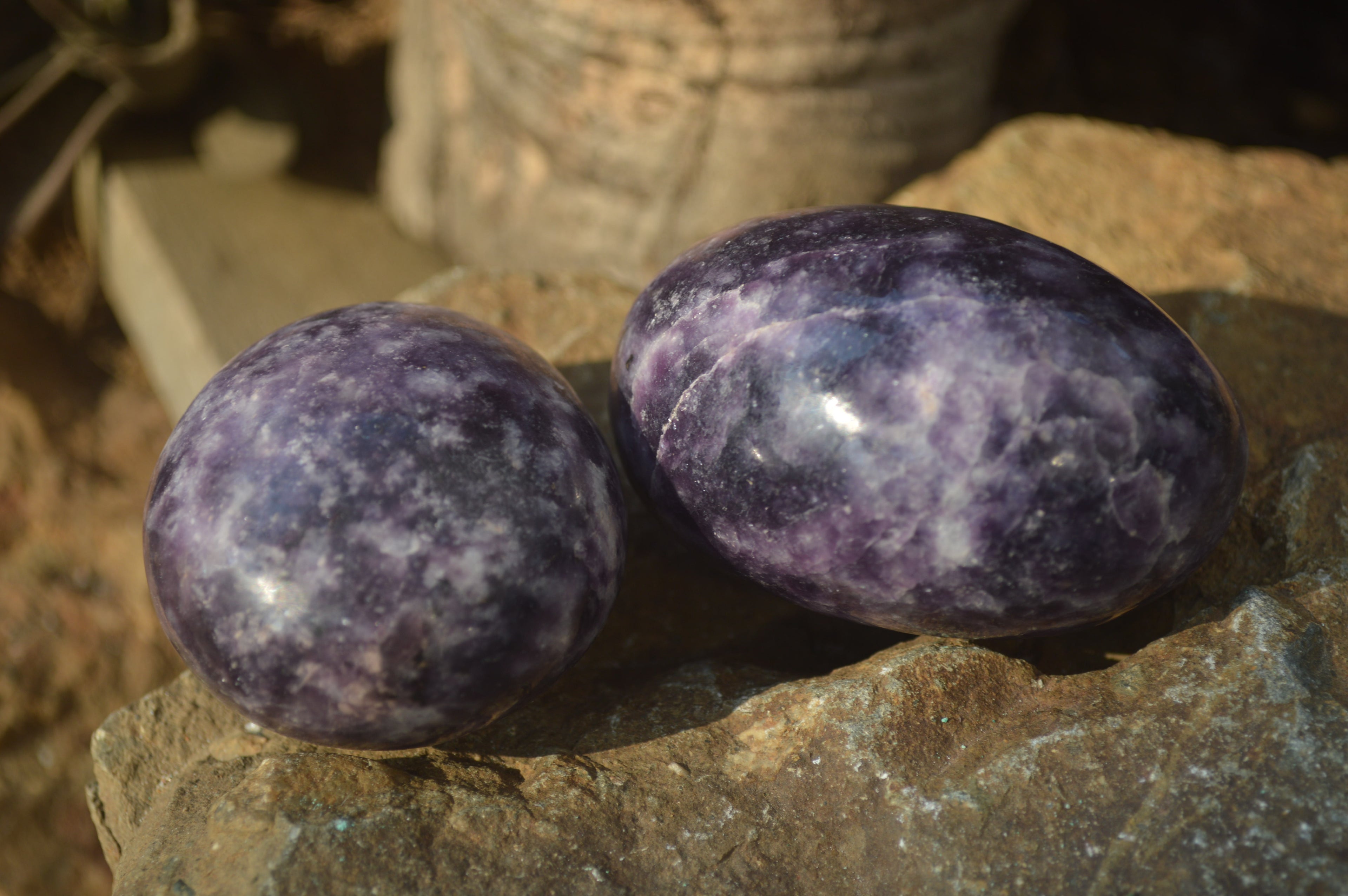 Polished Purple Lepidolite Palm Stones  x 12 From Zimbabwe - Toprock Gemstones and Minerals 