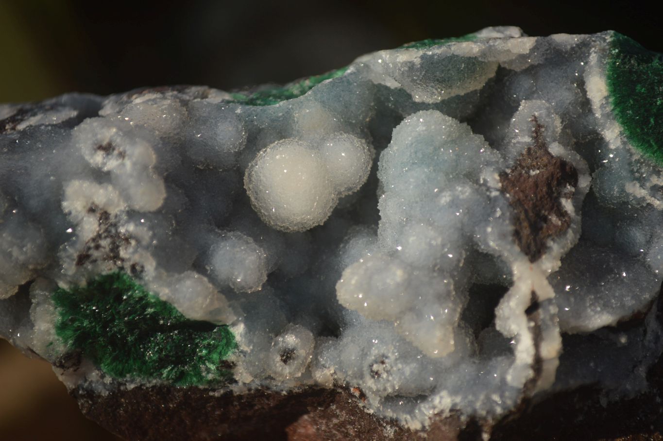 Natural Rare Ball Malachite On Drusy Quartz & Dolomite Matrix  x 3 From Kambove, Congo - Toprock Gemstones and Minerals 