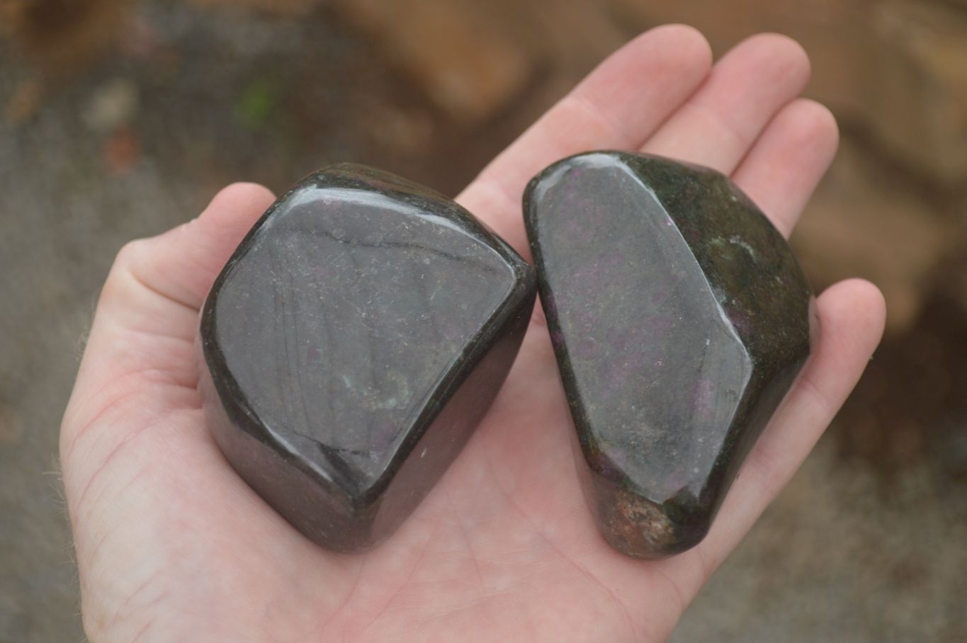 Polished Fluorescent Ruby Corundum In Chrome Verdite Free Forms x 4 From Zimbabwe - TopRock