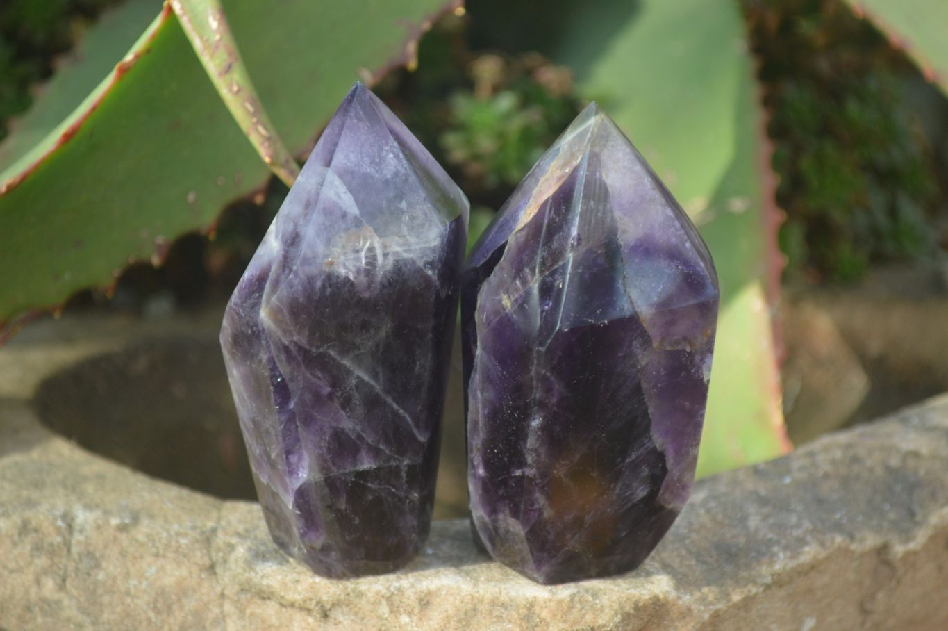 Polished Dark Purple Amethyst Points x 6 From Zambia - Toprock Gemstones and Minerals 