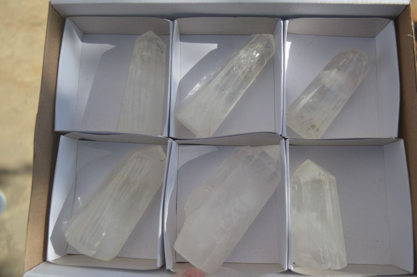 Polished Clear Quartz Crystal Points x 6 From Madagascar - Toprock Gemstones and Minerals 